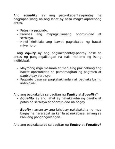 Ano ang equity sa tagalog